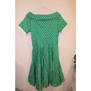 Dolly and Dotty Darlene green polka dot full circle swing dress SIZE 8